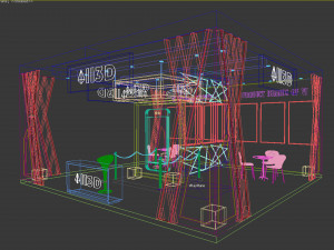 Exhibition Stall Three Side Open 19X9 3D Model
