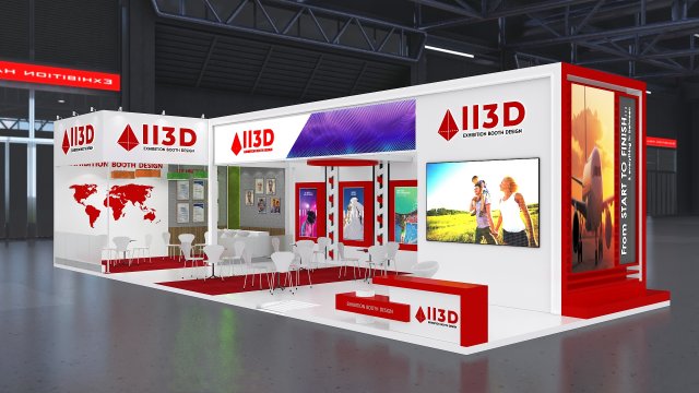 Exhibition Stall Two Side Open 6X15 3D Модель .c4d .max .obj .3ds .fbx .stl .blend 