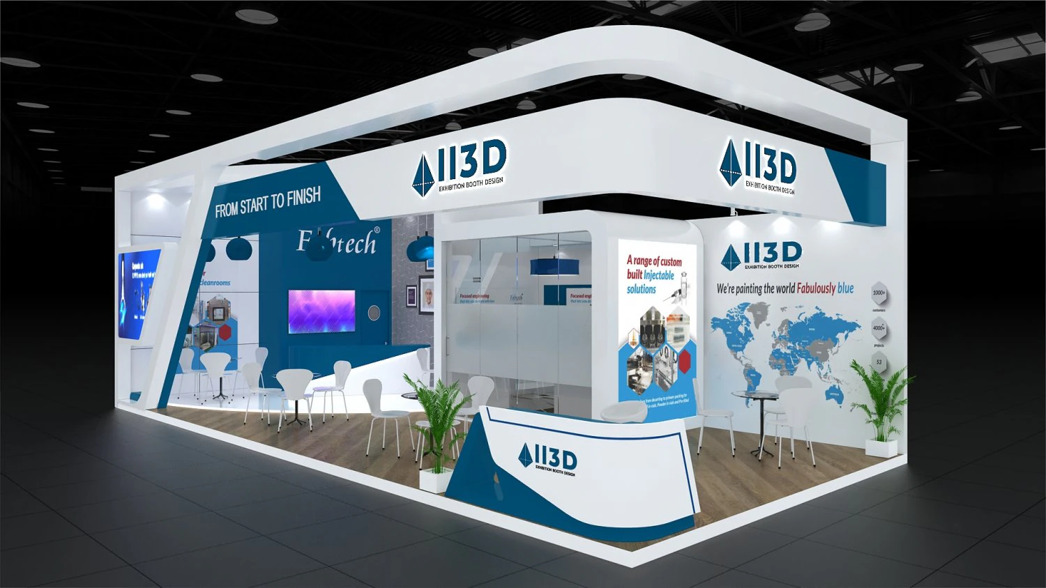 Exhibition Stall Two Side Open 11X5 3D Model .c4d .max .obj .3ds .fbx .stl .blend