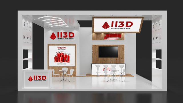 Exhibition Stall Three Side Open 8X7 Model 3D .c4d .max .obj .3ds .fbx .stl .blend 