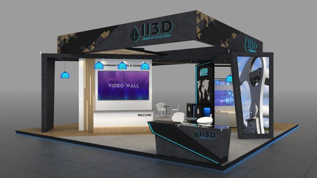 Exhibition Stall Four Side Open 9X9 3D Model .c4d .max .obj .3ds .fbx .stl .blend 