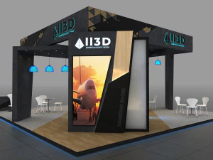 Stand Pameran Empat Sisi Terbuka 9X9 Model 3D