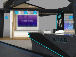 Stand Pameran Empat Sisi Terbuka 9X9 Model 3D