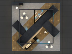 Stand Pameran Empat Sisi Terbuka 9X9 Model 3D