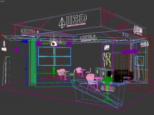 Stand Pameran Empat Sisi Terbuka 9X9 Model 3D