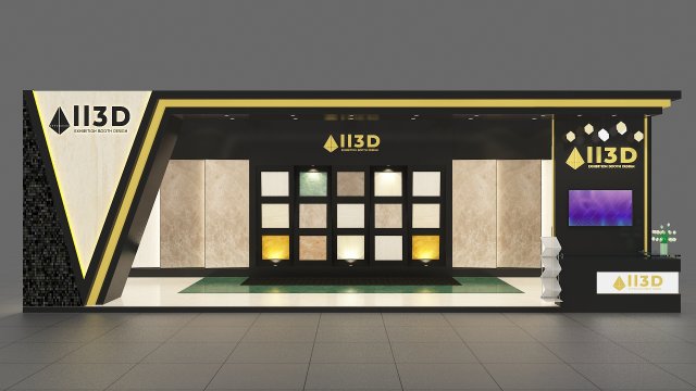 Exhibition Stall Three Side Open 11X4 3D Model .c4d .max .obj .3ds .fbx .stl .blend 