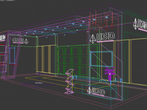 Exhibition Stall Three Side Open 11X4 3D Model