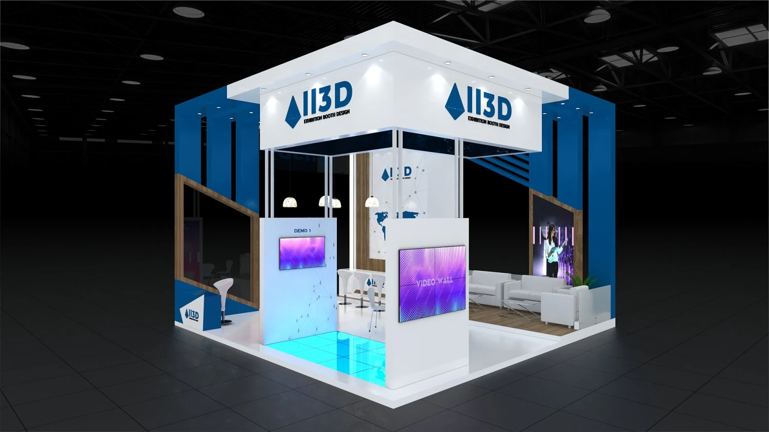 Exhibition Stall Four Side Open 7X7 3D Model .c4d .max .obj .3ds .fbx .stl .blend 
