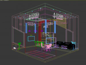 Exhibition Stall Four Side Open 7X7 3D Model
