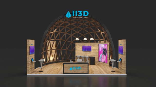Exhibition Stall Four Side Open 7X7 Model 3D .c4d .max .obj .3ds .fbx .stl .blend 