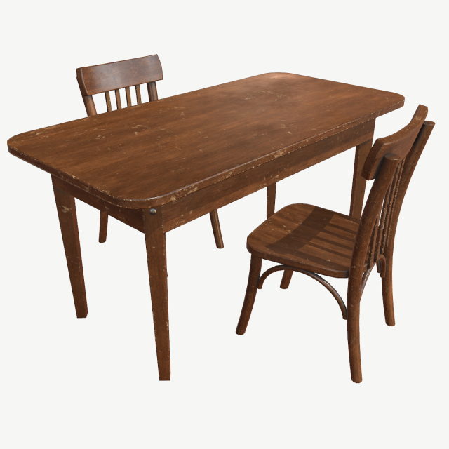 old table and chair 3D 模型 .c4d .max .obj .3ds .fbx .stl .blend 