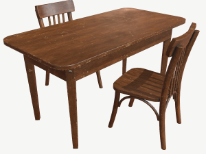 old table and chair 3D Model
