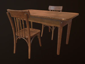old table and chair 3D Model