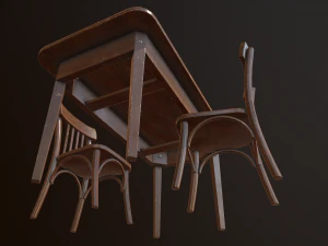 old table and chair 3D Model