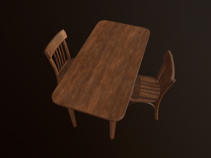 old table and chair 3D 模型