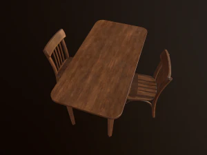 old table and chair 3D Model