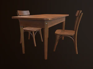 old table and chair 3D Model