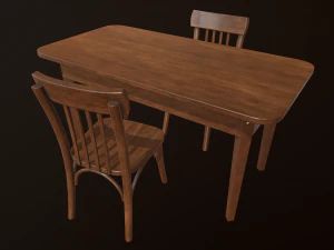 old table and chair 3D Model