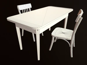 old table and chair 3D Model