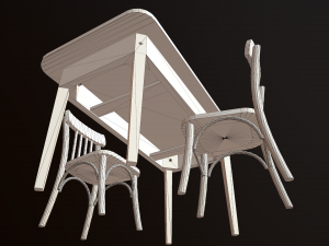 old table and chair 3D 模型