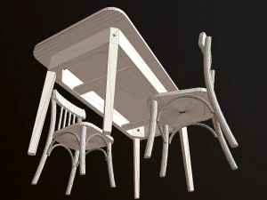 old table and chair 3D Model