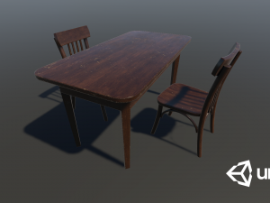 old table and chair 3D 模型
