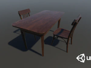 old table and chair 3D Model