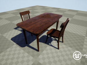 old table and chair 3D 模型