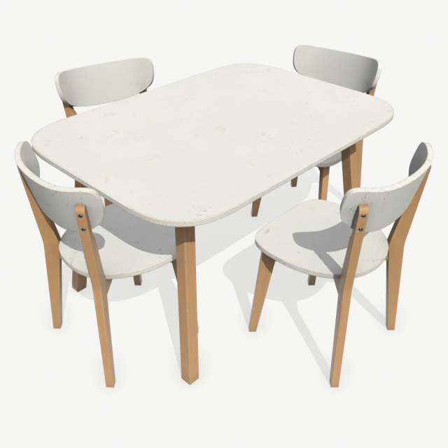 old dining table and chair Modelo 3D .c4d .max .obj .3ds .fbx .stl .blend 
