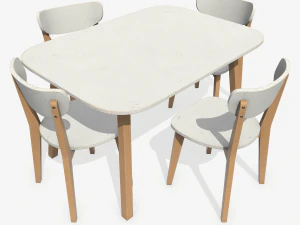 старий обідній стіл і стілець 3D Модель