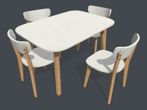 mesa e cadeira de jantar antigas Modelo 3D