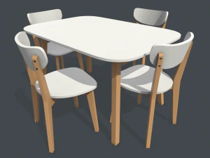 mesa e cadeira de jantar antigas Modelo 3D