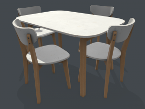 old dining table and chair Modelo 3D