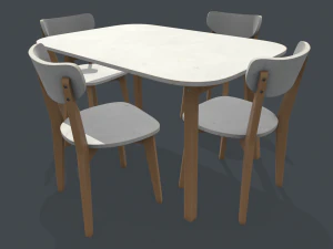 mesa e cadeira de jantar antigas Modelo 3D