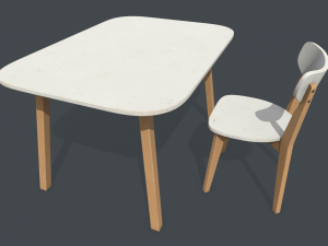 old dining table and chair Modelo 3D