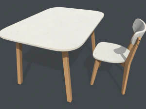 mesa e cadeira de jantar antigas Modelo 3D