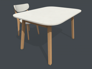 old dining table and chair Modelo 3D