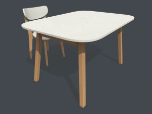 mesa e cadeira de jantar antigas Modelo 3D