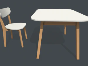 mesa e cadeira de jantar antigas Modelo 3D