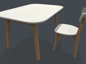 mesa e cadeira de jantar antigas Modelo 3D