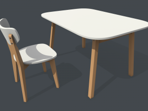 old dining table and chair Modelo 3D