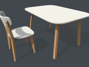 mesa e cadeira de jantar antigas Modelo 3D