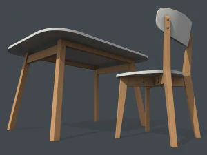 mesa e cadeira de jantar antigas Modelo 3D