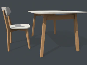 mesa e cadeira de jantar antigas Modelo 3D