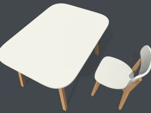 mesa e cadeira de jantar antigas Modelo 3D