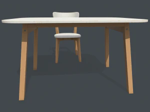 mesa e cadeira de jantar antigas Modelo 3D