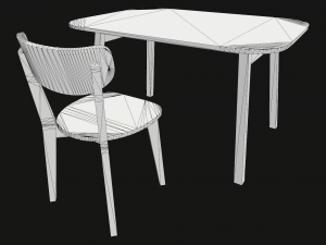 old dining table and chair Modelo 3D