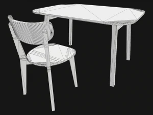 mesa e cadeira de jantar antigas Modelo 3D