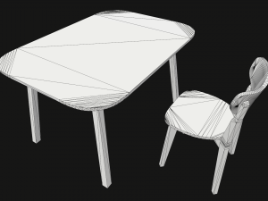 old dining table and chair Modelo 3D