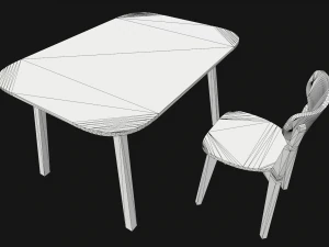mesa e cadeira de jantar antigas Modelo 3D